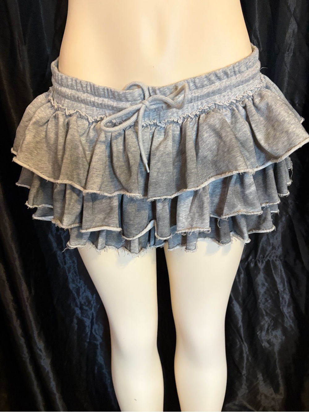 No Vacancy Light Grey Ruffled Mini Skirt